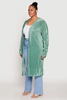Womens Plus Plisse Duster,