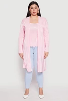 Womens Plus Size Plisse Duster, Pink, Size 2X