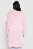 Womens Plus Size Plisse Duster, Pink, Size 2X