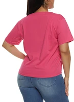 Womens Plus Size Black Queen Rhinestone Graphic Tee, Pink, Size 1X