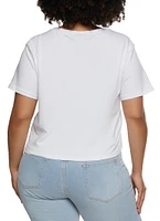 Womens Plus Size Im Blessed Rhinestone Tee, White, Size 2X