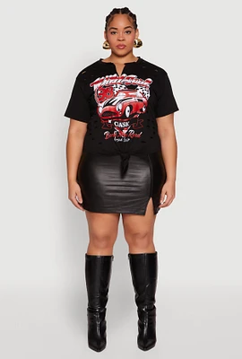 Womens Plus Wild Soul Knot Front Graphic Tee,