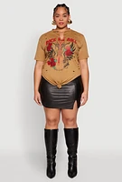 Womens Plus Rock And Roll Guitar Rose Graphic Top,