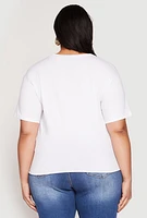 Womens Plus Size Foil Screen Self Graphic Tee, White, Size 2X