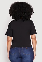 Womens Plus Size Slashed London Graphic Knot Front Tee, Black, Size 3X