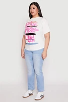 Womens Plus Size Positive Vibes Only Slashed Graphic Tee, White, Size 1X