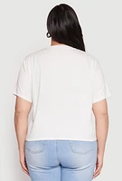 Womens Plus Size Positive Vibes Only Slashed Graphic Tee, White, Size 1X