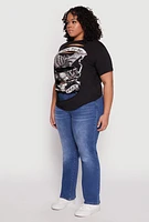 Womens Plus Size Slashed Born To Be Free Tee, Black, Size 2X
