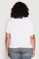 Womens Plus Size Slashed Born To Be Free Tee, White, Size 2X