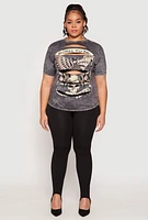 Womens Plus Size Slashed Born To Be Free Tee, Grey, Size 2X