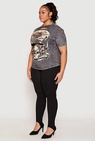 Womens Plus Size Slashed Born To Be Free Tee, Grey, Size 2X
