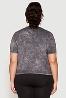 Womens Plus Size Slashed Born To Be Free Tee, Grey, Size 2X