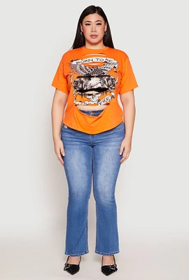Womens Plus Size Slashed Born To Be Free Tee, Orange, Size 1X