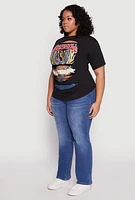 Womens Plus Slashed Rock And Roll World Tour Tee,