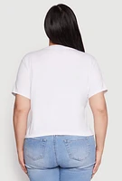 Womens Plus Size Slashed Rock And Roll World Tour Tee, White, Size 2X