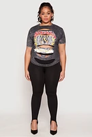 Womens Plus Size Slashed Rock And Roll World Tour Tee, Grey, Size 1X