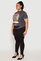 Womens Plus Size Slashed Rock And Roll World Tour Tee, Grey, Size 1X