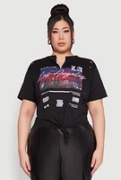Womens Plus Size Los Angeles Slashed Graphic Tee, Black, Size 1X