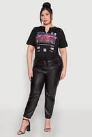Womens Plus Size Los Angeles Slashed Graphic Tee, Black, Size 1X