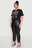Womens Plus Size Los Angeles Slashed Graphic Tee, Black, Size 1X