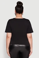 Womens Plus Size Los Angeles Slashed Graphic Tee, Black, Size 1X