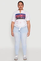 Womens Plus Size Los Angeles Slashed Graphic Tee, White, Size 2X