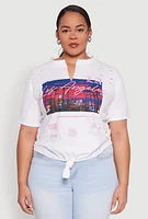 Womens Plus Size Los Angeles Slashed Graphic Tee, White, Size 2X
