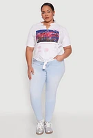 Womens Plus Size Los Angeles Slashed Graphic Tee, White, Size 2X