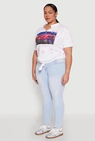 Womens Plus Size Los Angeles Slashed Graphic Tee, White, Size 2X