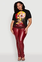 Womens Plus Size Slashed Graphic Tee, Black, Size 2X