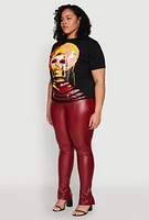 Womens Plus Size Slashed Graphic Tee, Black, Size 2X