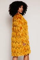 Womens Plus Chevron Eyelash Knit Duster, Yellow,