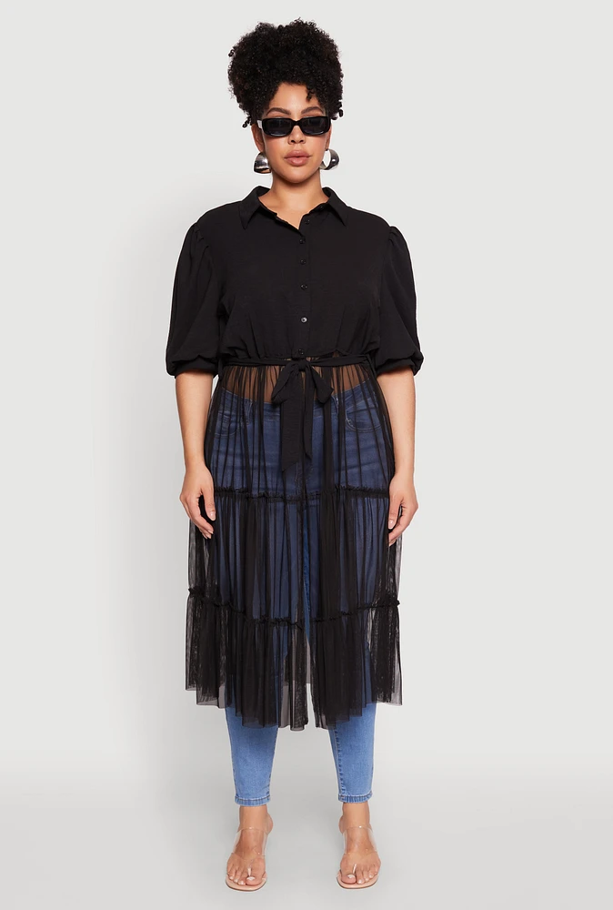 Womens Plus Airy Tiered Maxi Top,