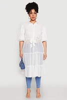 Womens Plus Size Airy Tiered Maxi Top, White, Size 2X