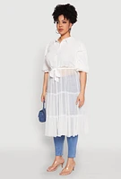 Womens Plus Size Airy Tiered Maxi Top, White, Size 2X