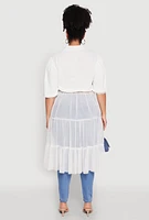 Womens Plus Size Airy Tiered Maxi Top, White, Size 2X