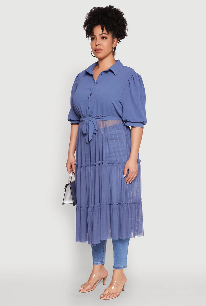 Womens Plus Airy Tiered Maxi Top, 1X