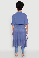 Womens Plus Size Airy Tiered Maxi Top, Blue, Size 1X