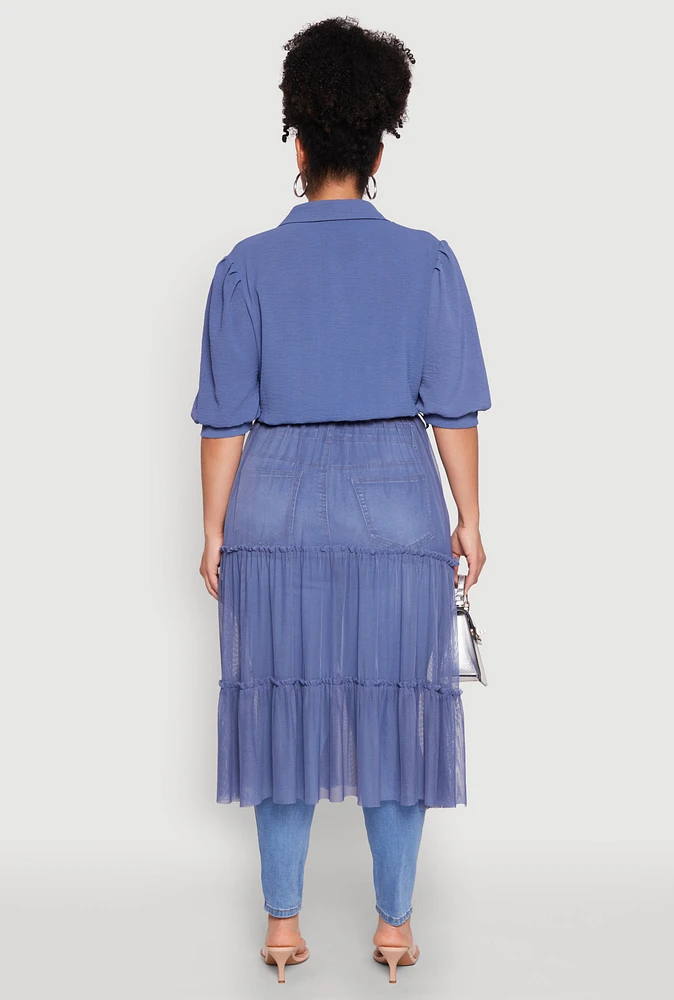 Womens Plus Airy Tiered Maxi Top, 1X