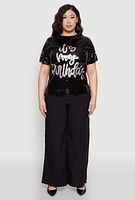 Womens Plus Its My Birthday Sequin Top, 2X