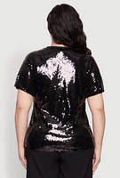 Womens Plus Its My Birthday Sequin Top, 2X