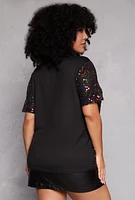 Womens Plus Size Sequin Its My Birthday Top, Black, Size 2X