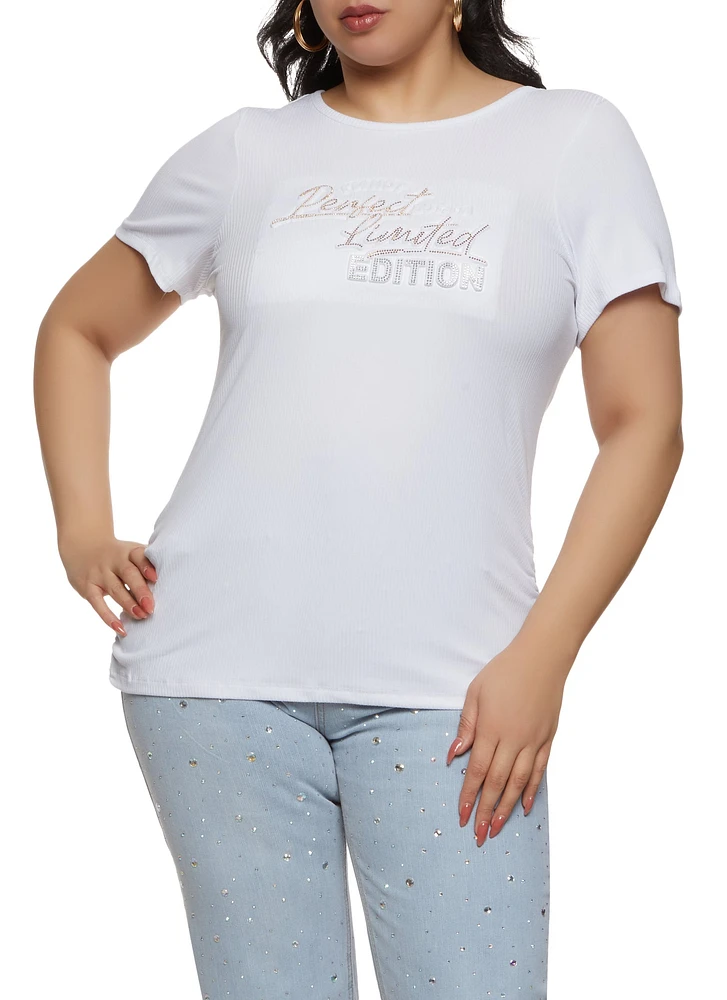 Womens Plus Size Im Not Perfect But Im Limited Edition Top, White, Size 3X