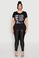 Womens Plus Size 3D Foil She Is Me Graphic Tee, Black, Size 3X