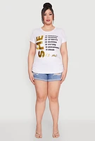 Womens Plus Size 3D Foil She Is Me Graphic Tee, White, Size 2X