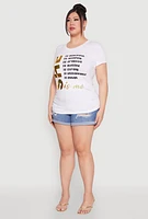 Womens Plus Size 3D Foil She Is Me Graphic Tee, White, Size 2X
