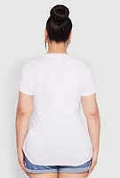 Womens Plus Size 3D Foil She Is Me Graphic Tee, White, Size 2X