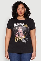 Womens Plus Size Mineral Wash Good Life Graphic Tee, Grey, Size 3X