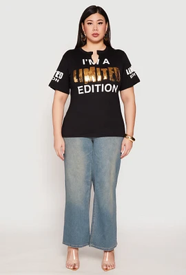 Womens Plus Sequin Limited Edition Graphic Tee,