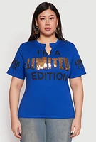 Womens Plus Sequin Limited Edition Graphic Tee,